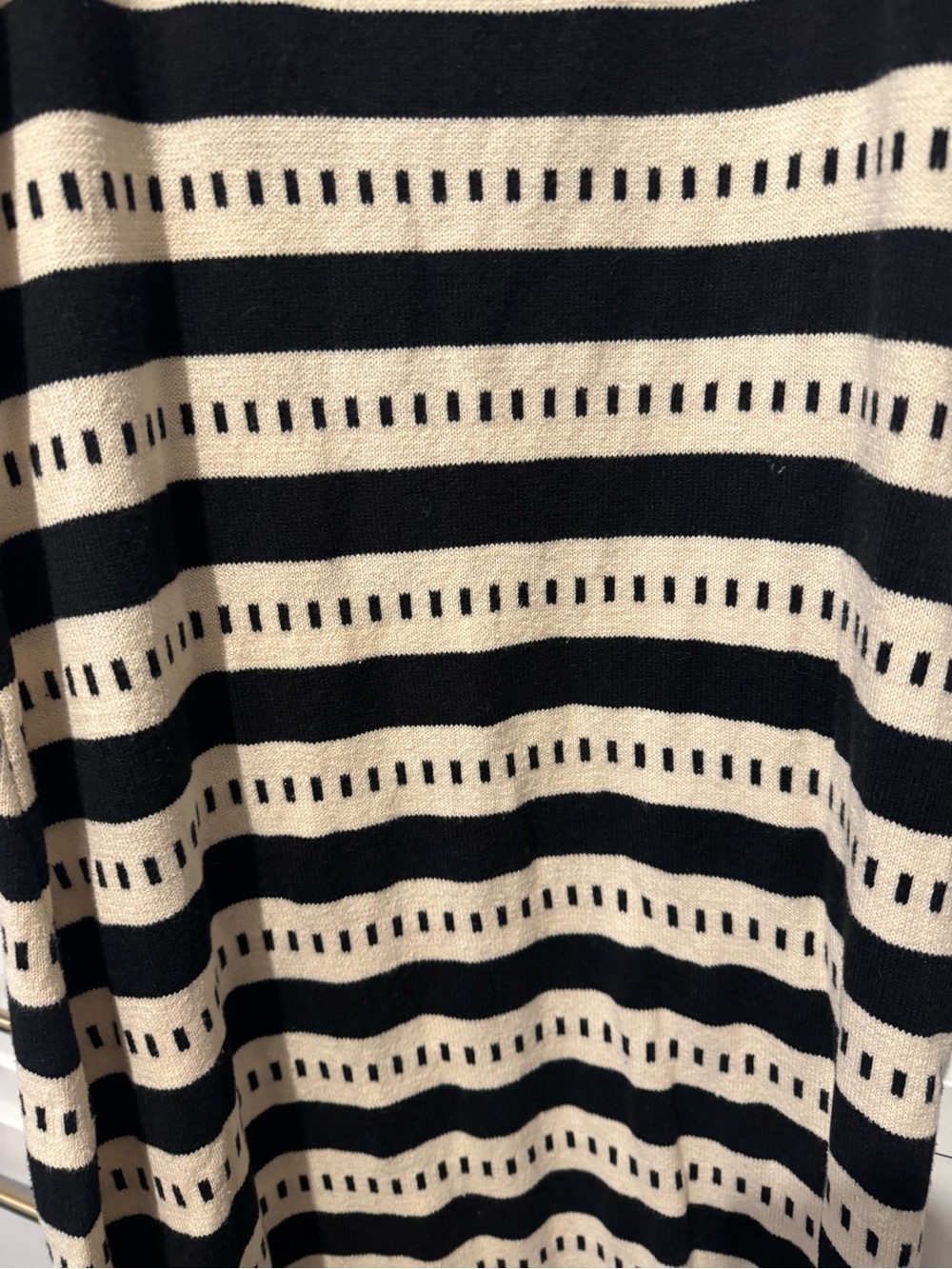 Stitch & Feather Black and Cream Striped Knit Midi Dress - Picture 2 of 2